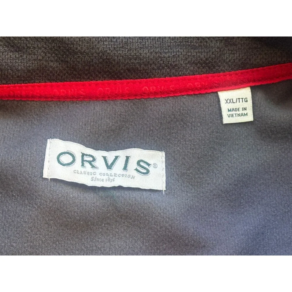 Orvis Full Zip Men’s 2XL Light‎ Gray Black Fleece Jacket
